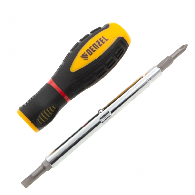 Отвертка комбинированная, SL3/16"-PH1, SL1/4"-PH2, 3-х компонентная рукоятка Denzel (7713381)