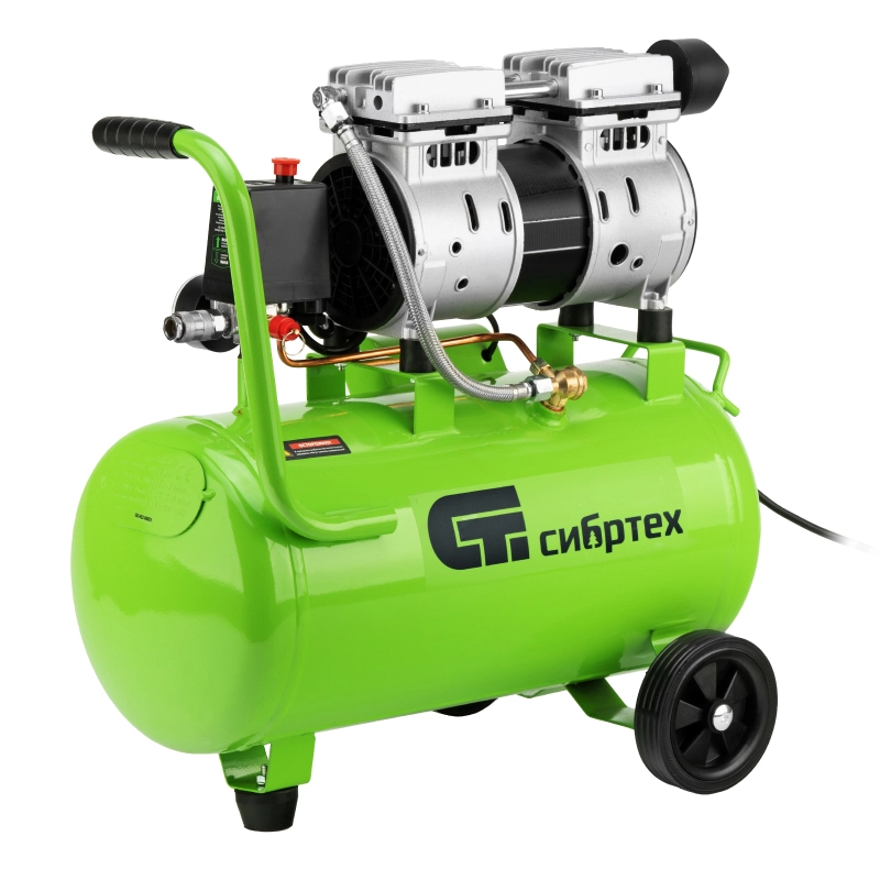Компрессор безмаслянный малошумный МБ 1100/24,1100 Вт, 24 л, 170 л/мин Сибртех (58006)