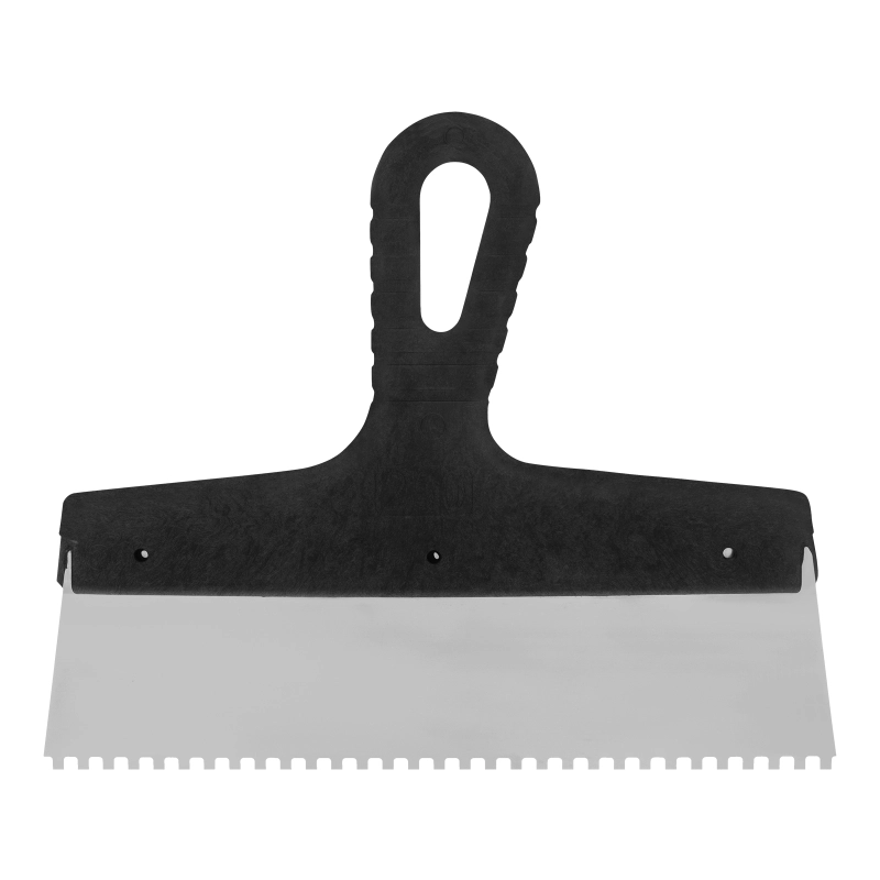 Шпатель из нержавеющей стали, 250 мм, зуб 4 х 4 мм, пластмассовая ручка Сибртех (85457)