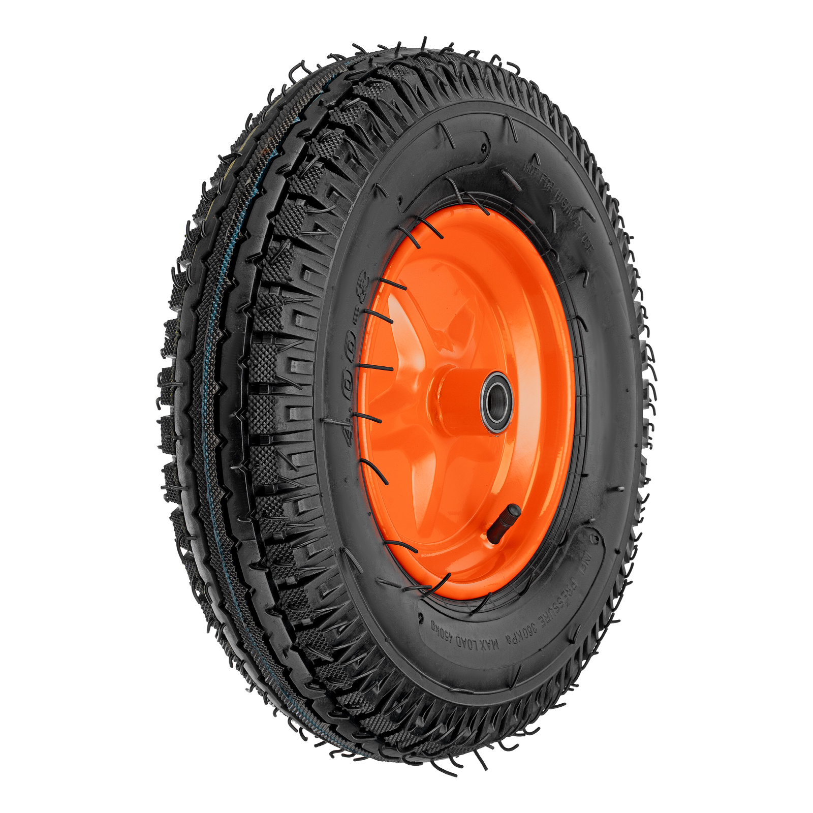 Колесо пневматическое усиленное, шина 8PR, 4.00-8 D400 мм, внутренний диаметр подшипника 20 мм, длина оси 90 мм Palisad (69081)