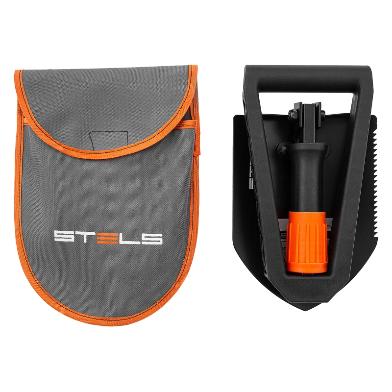 Лопата походная, 150х205х253 - 590 мм, пластик. рукоятка, складная в чехле, Stels (61462)