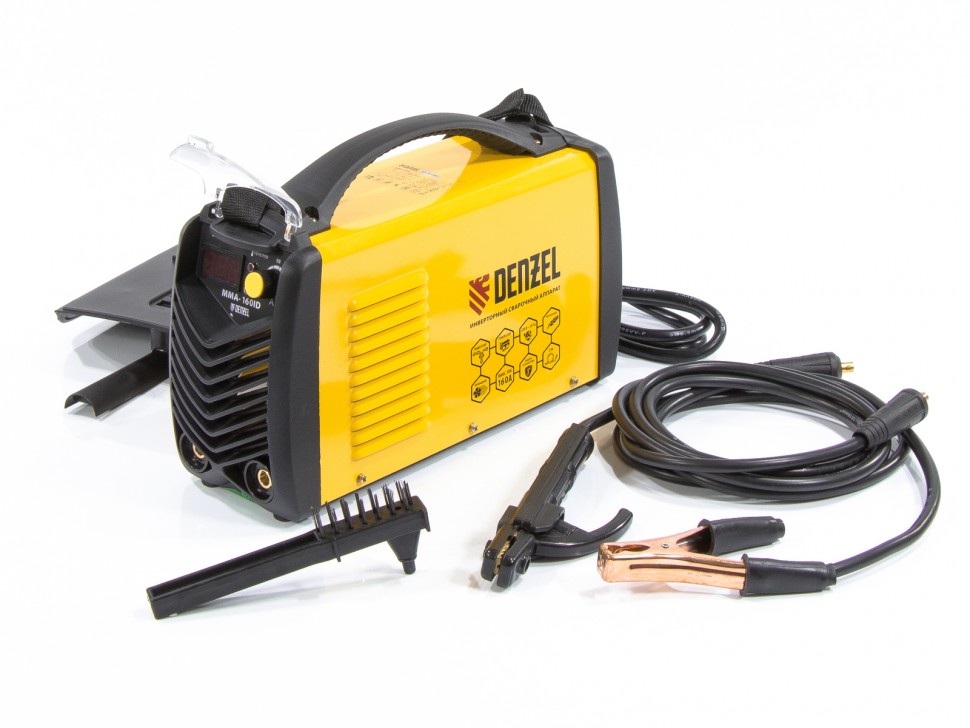 Аппарат инверторный дуговой сварки ММА-160ID, 160 А, ПВР 60%, диаметр электрода 1.6-3.2 мм, провод 2 м Denzel (94345)