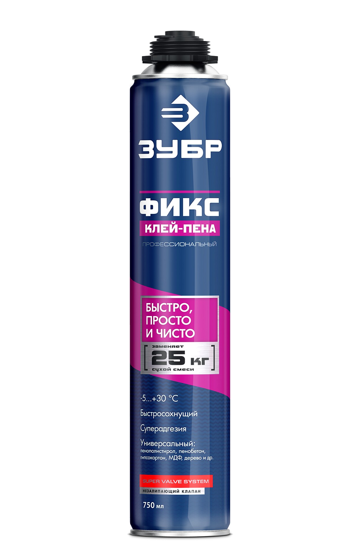 ЗУБР PRO FIX, 750 мл, пистолетный, универсальный клей-пена, Профессионал (41150)