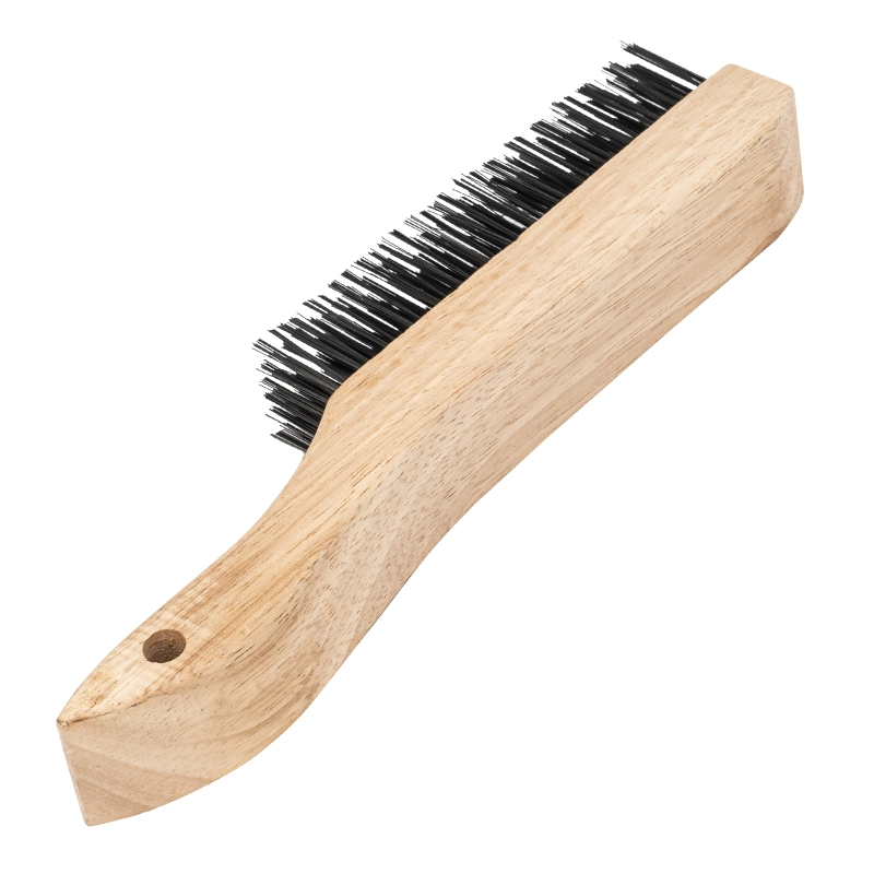 Щетка зачистная шестирядная, закаленная прямая проволока с деревянной ручкой Сибртех (74806)