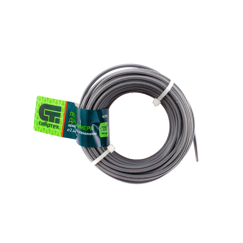 Леска для триммера звезда, армированная алюминием, 2.4 мм х 15 м, Сибртех (961975)
