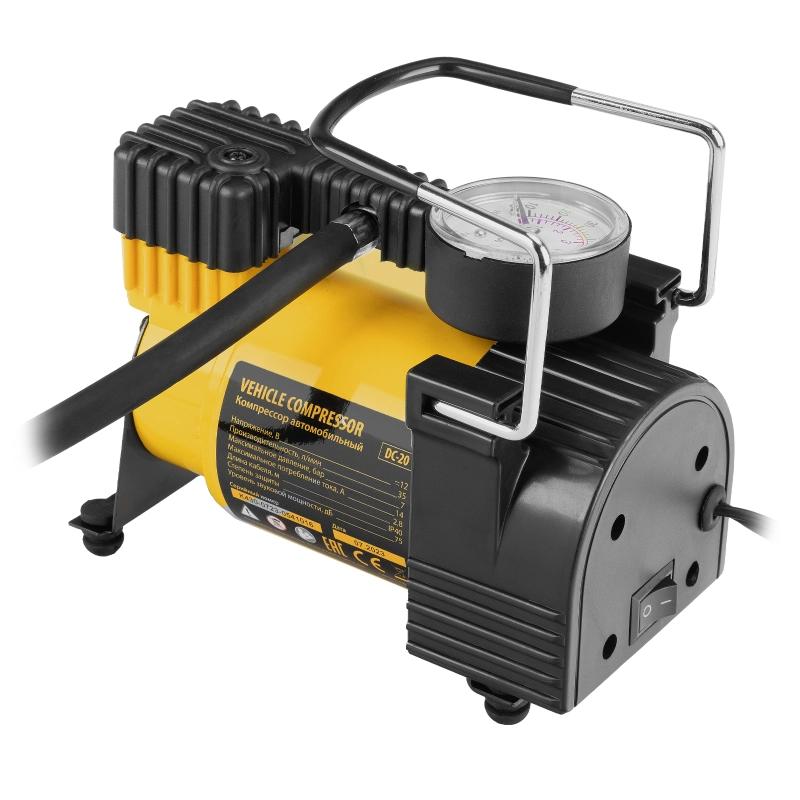 Компрессор автомобильный DС-20,12 В, 7 атм, 35 л/мин Denzel (58054)
