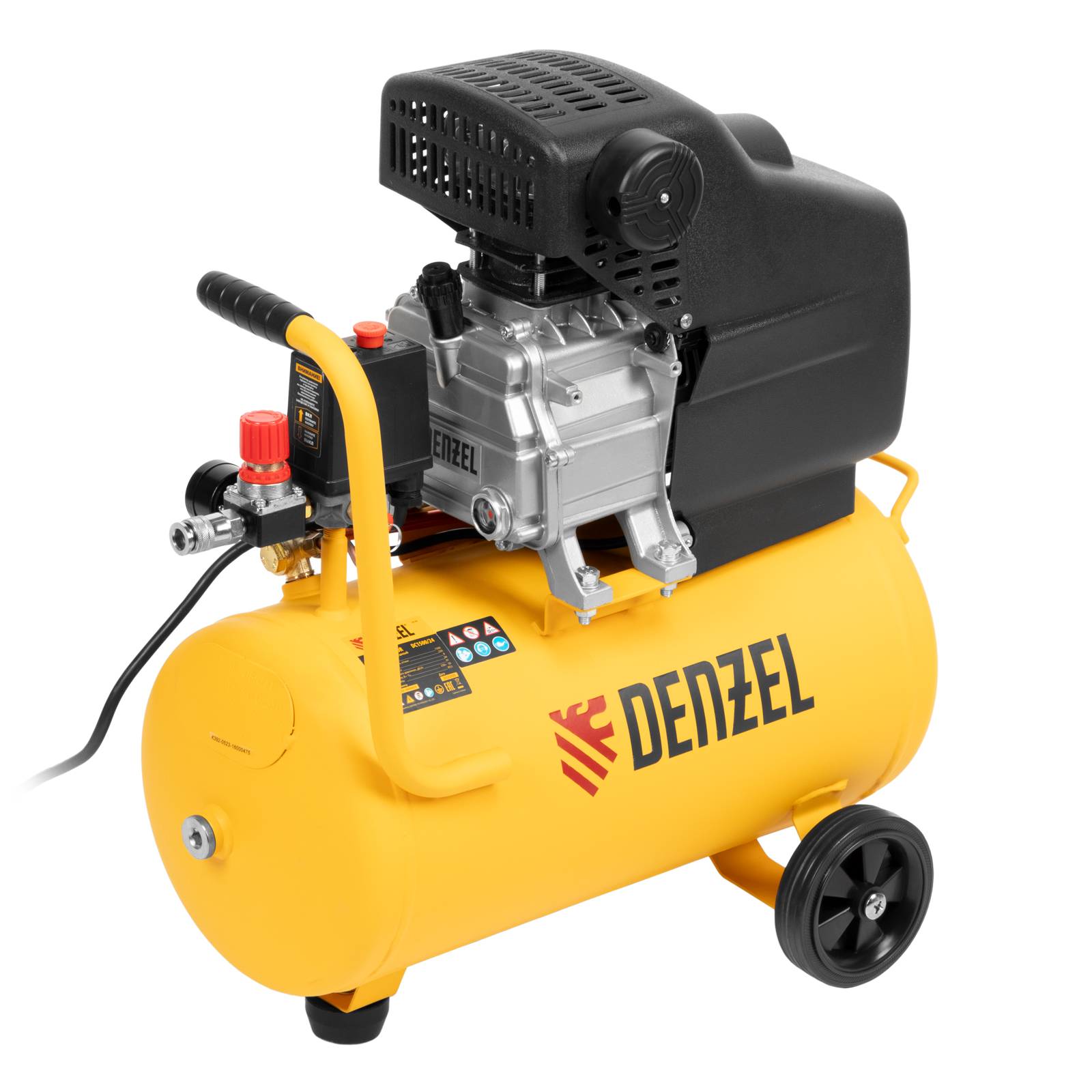 Компрессор воздушный DC1500/24, прямой привод, 1.5 кВт, 24 литра, 220 л/мин Denzel (58160)