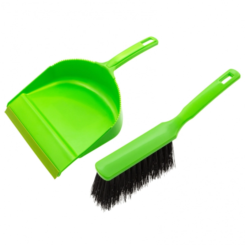 Набор: совок с кромкой 330 x 225 мм и щетка-сметка 285 мм, зеленый, Home Palisad (933115)