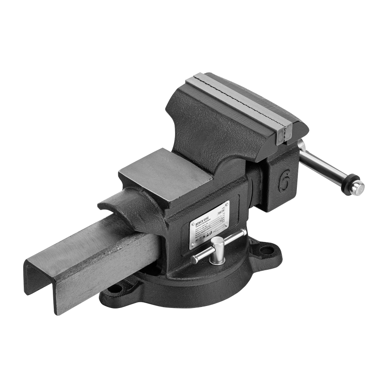 Тиски слесарные BVH-150, 150 мм, поворотные, стальная направляющая, с наковальней //Denzel (18685)