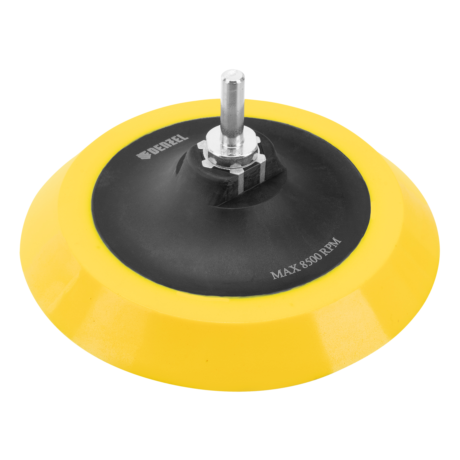Тарелка опорная для дрели и УШМ с липучкой, 150 мм, мягкая, с адаптером c М14 на d8 Denzel (76249)