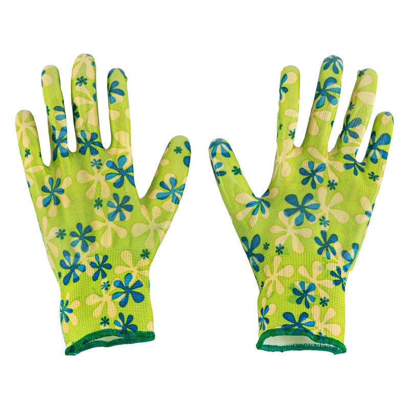 Перчатки садовые из полиэстера с нитрильным обливом, зеленые, L Palisad (67743)