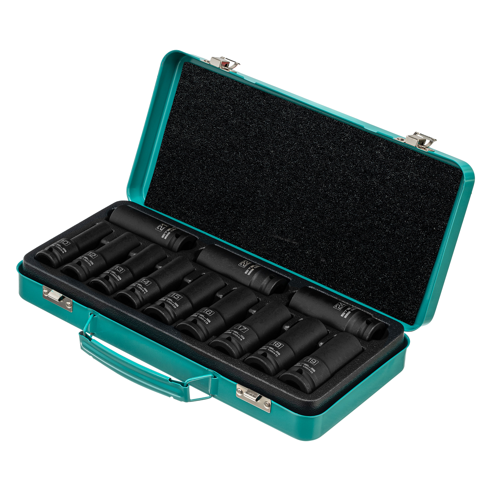 Набор ударных глубоких шестигранных торцевых головок, 1/2", 10-24 мм, в кейсе 12 шт. Stels (13998)