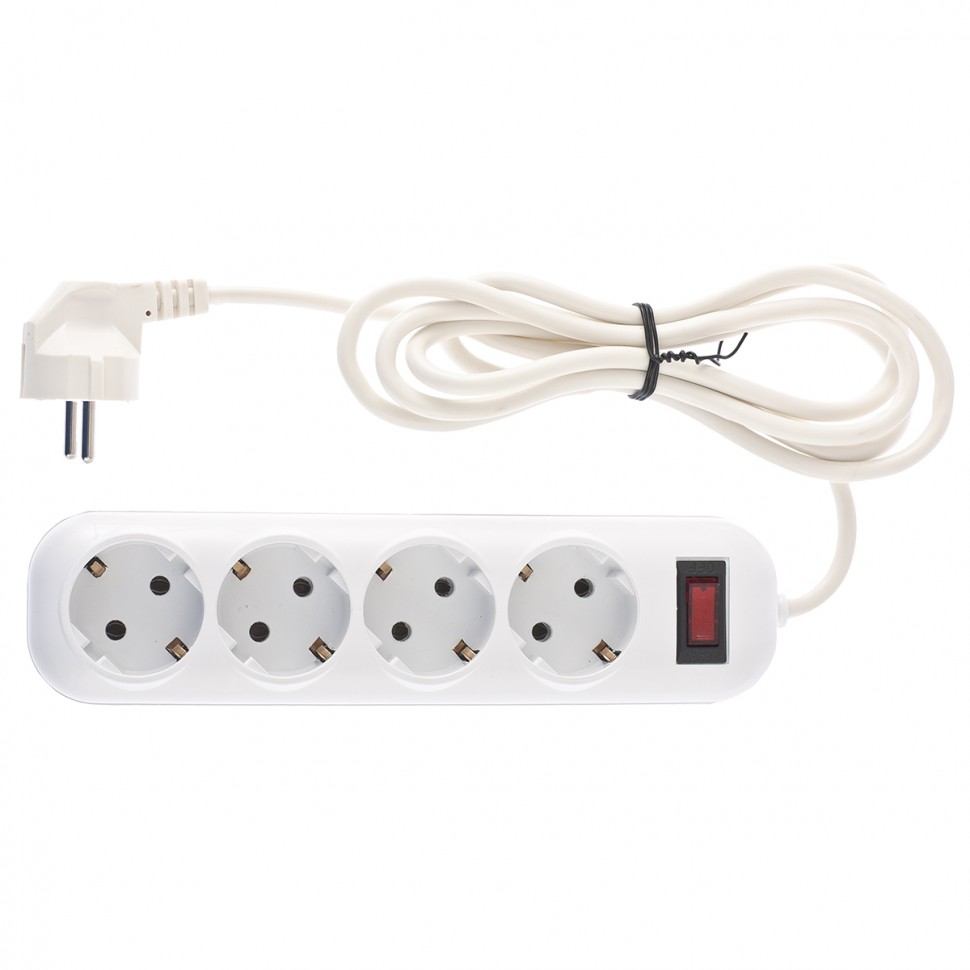 Удлинитель бытовой серия EF, с заземлением и выключателем, 2 м, 4 розетки, 10 A Stern (95775)
