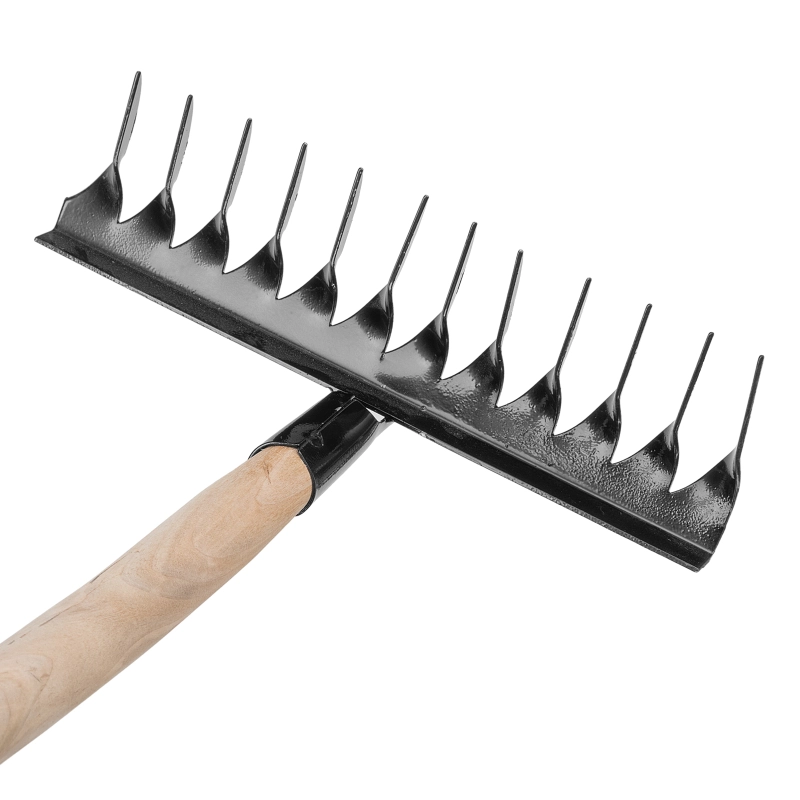 Грабли стальные, 300х1300 мм, 12 витых зубьев, деревянный черенок, Сибртех (61744)