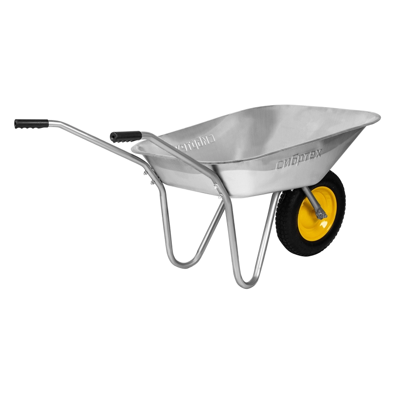 Тачка садовая, грузоподъемность 90 кг, оцинк. рама, объем 65 л Сибртех (689614)