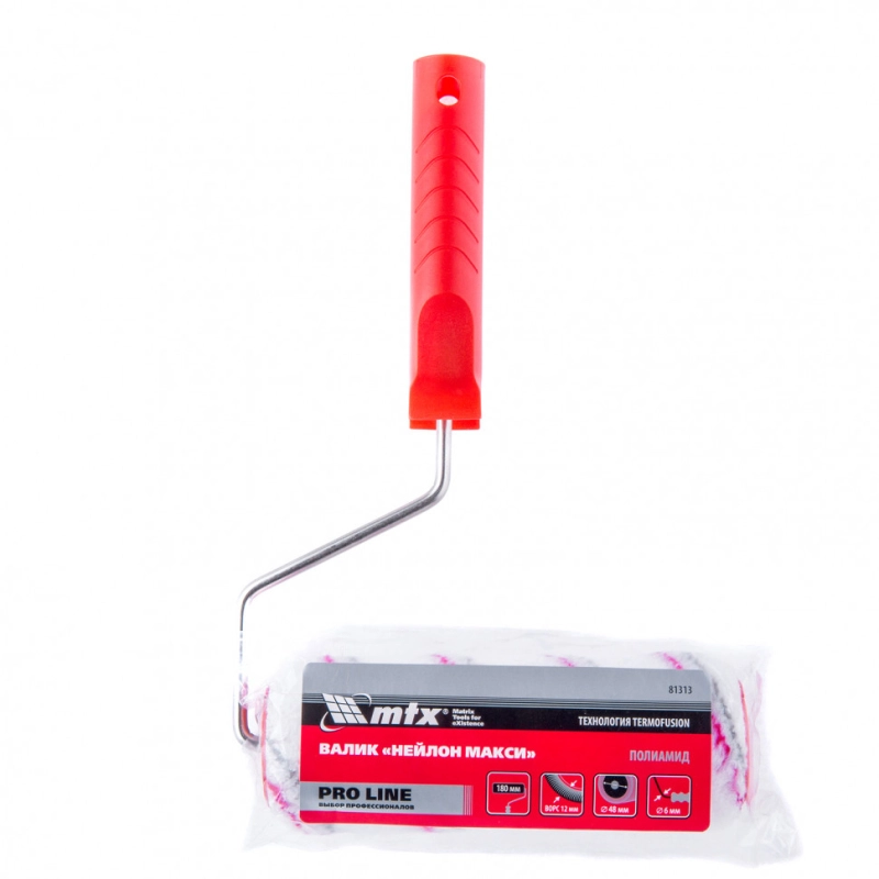 Валик "Нейлон Макси" Pro, 180 мм, ворс 12 мм, D 48 мм, D ручки 6 мм, полиамид (81313)