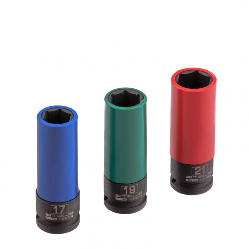 Набор головок ударных 6-гранных удлиненных для колесных дисков (17,19,21 мм) 1/2" 3 шт Stels (13953)