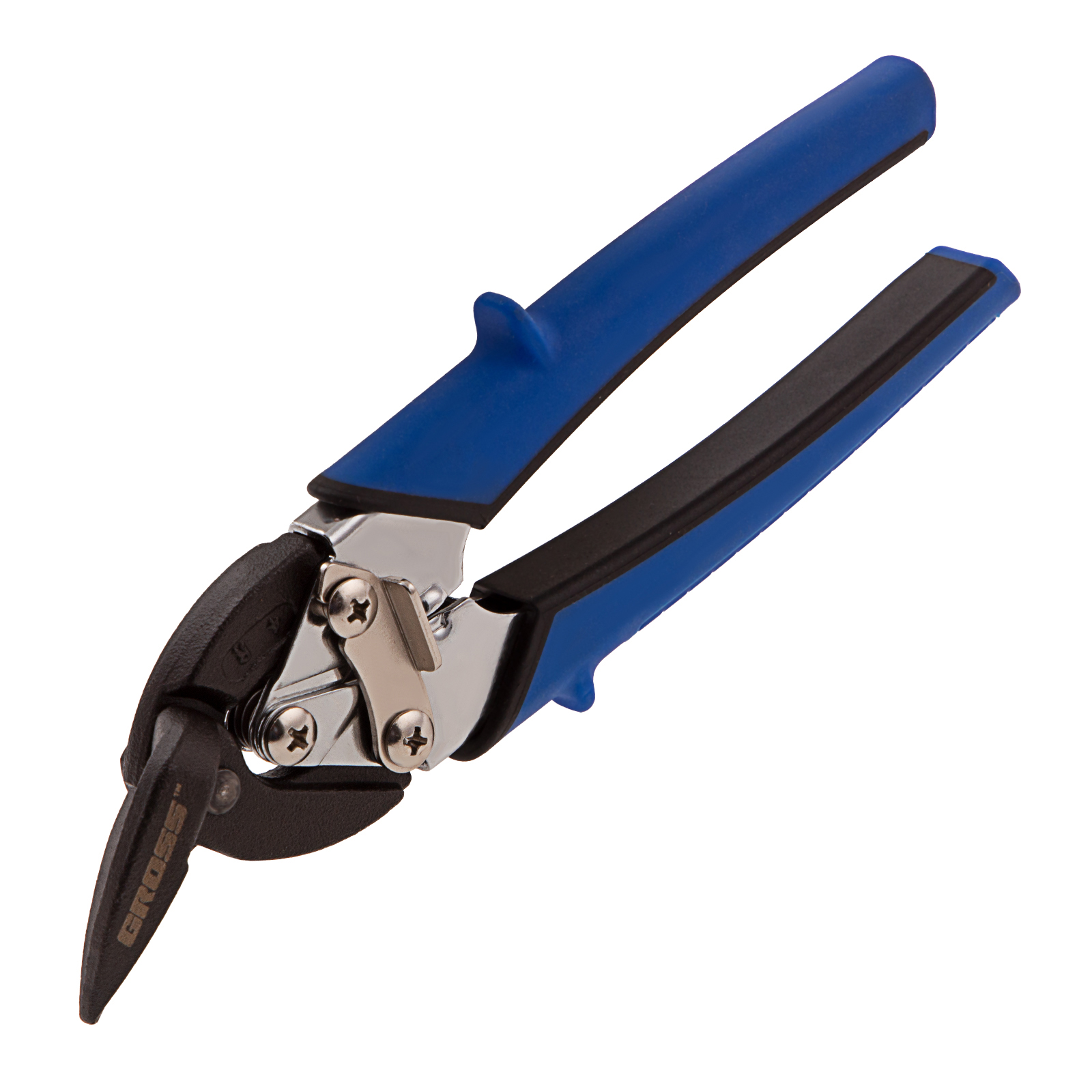 Ножницы по металлу "Piranha", 185 мм, прямой и правый рез, сталь СrM, двухкомпонентные рукоятки Gross (78361)