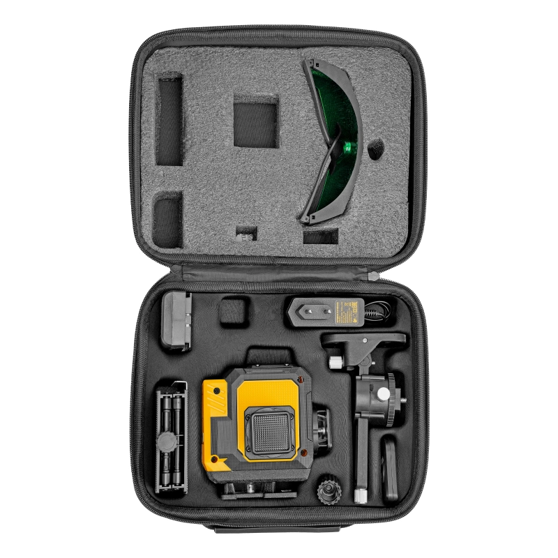 Лазерный уровень мультипризменный DLV-360-3C, 30 м, зеленый луч, Li-Ion 2,4 Aч, кейс Denzel (35080)