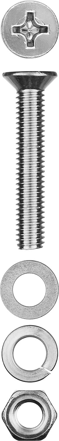 ЗУБР DIN 965, M5 х 40 мм, цинк, 12 шт, винт с гайкой и шайбами (303456-05-040)
