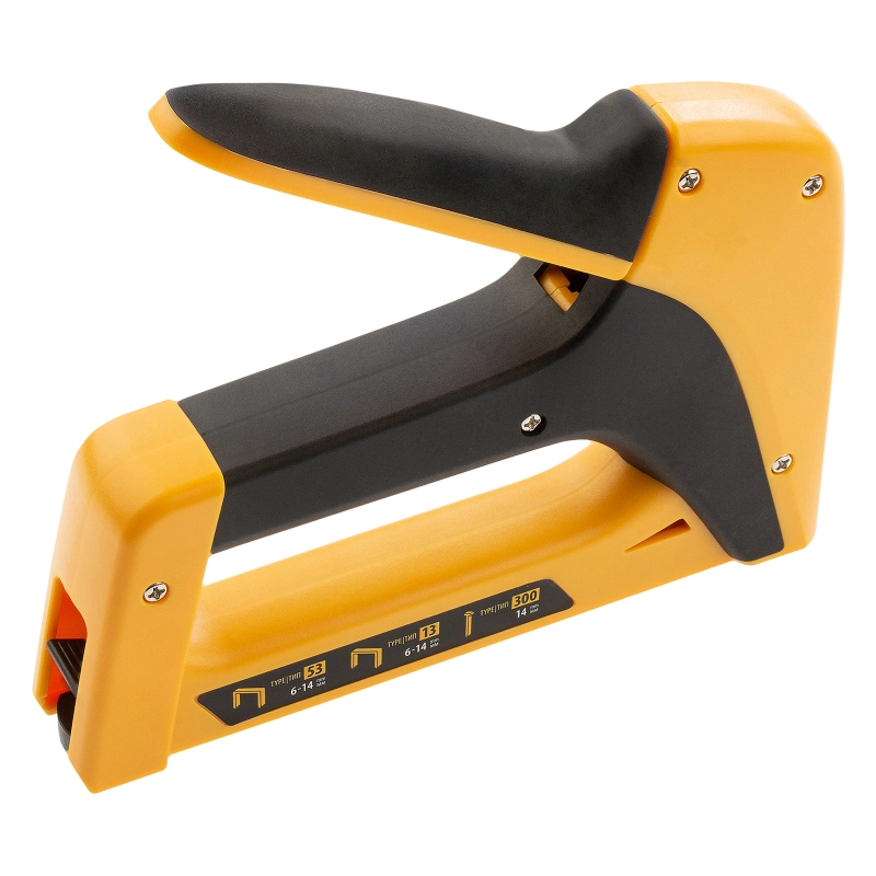 Степлер мебельный, пластиковый корпус, тип скобы: 13, 53, 300, 6-14 мм, Denzel (40210)