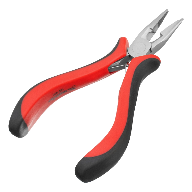 Длинногубцы прямые Mini, 130 мм, никелированные, авторазжим, двухкомпонентные рукоятки Matrix (17810)