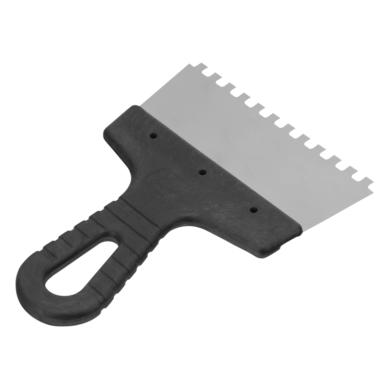 Шпатель из нержавеющей стали, 150 мм, зуб 6 х 6 мм, пластмассовая ручка Сибртех (85459)