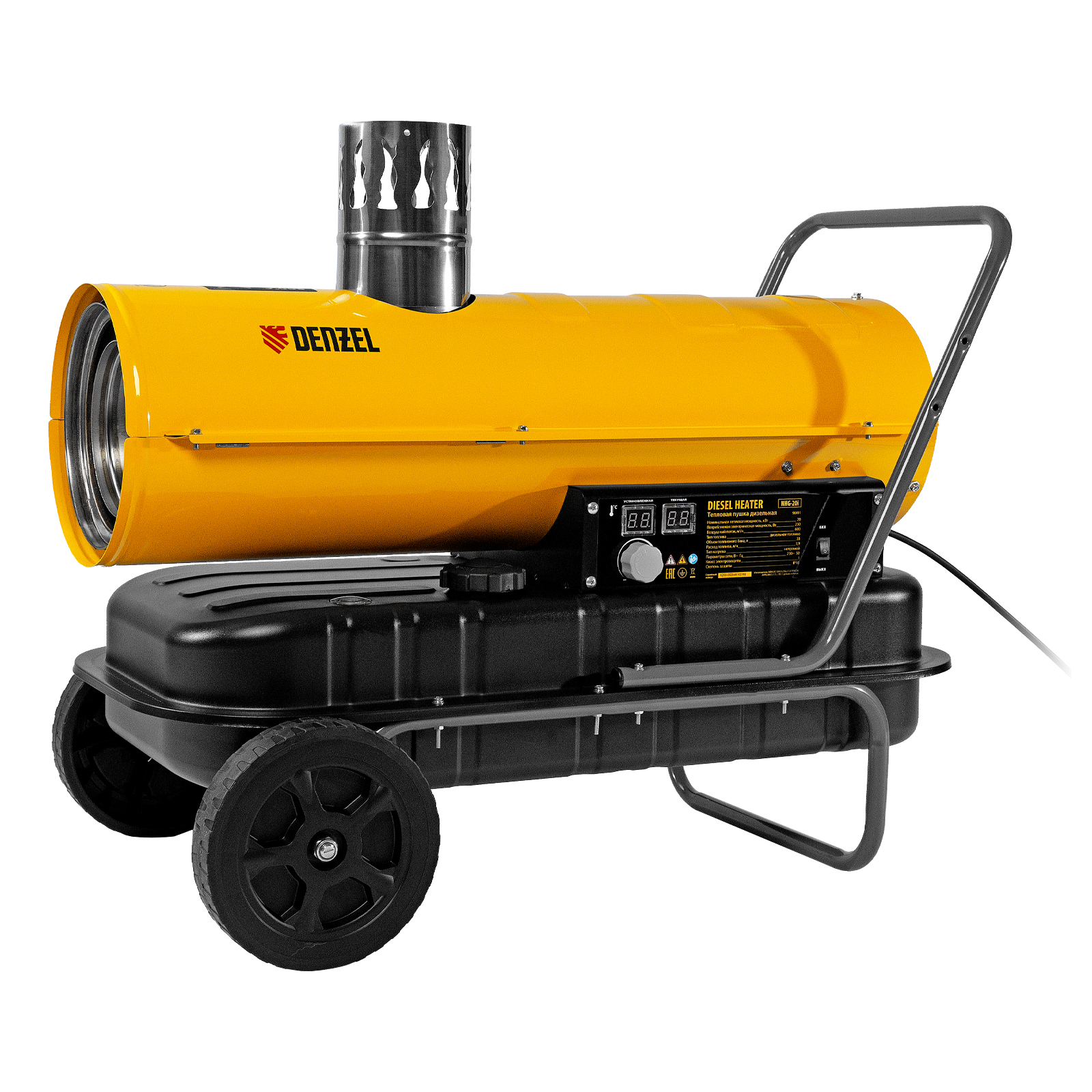 Дизельная тепловая пушка NHG-20i, 20 кВт, 600 м3/ч, непрямой нагрев, цифровой термостат Denzel (96491)