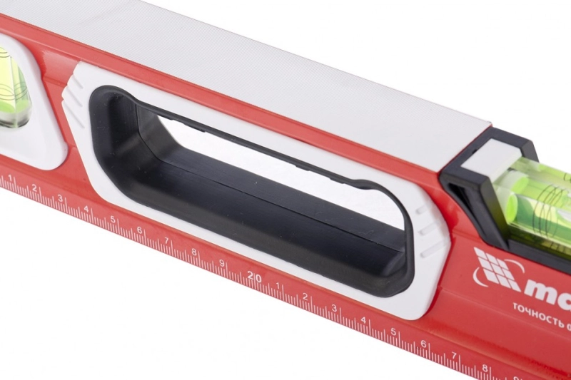 Уровень алюминиевый, магнит, фрезерованный, 3 глазка (1 зеркальный) двухкомпонентные рукоятки, 1200 мм Matrix (34734)