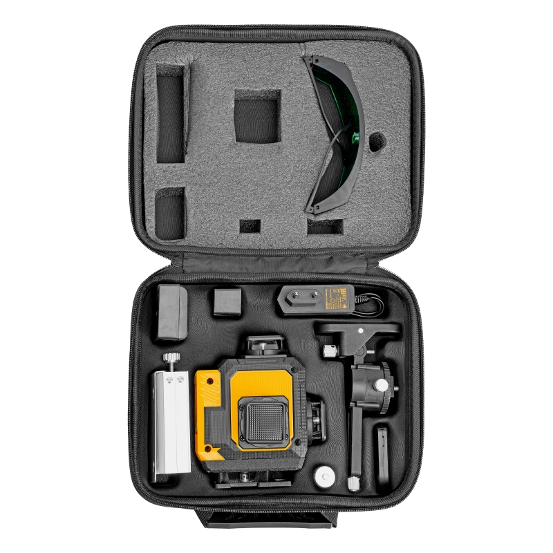 Лазерный уровень мультипризменный DLV-360-4C, 30 м, зеленый луч, Li-Ion 2,4 Aч, кейс Denzel (35081)