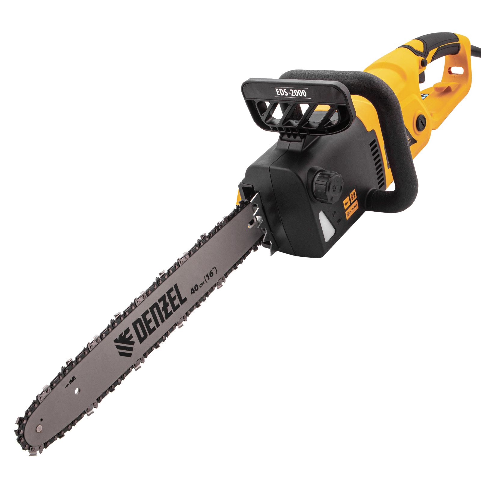 Пила цепная электрическая EDS-2000, 2 кВт,продольная, шина 40 см, шаг 3/8, паз 1.3 мм, 56 звеньев Denzel (95618)