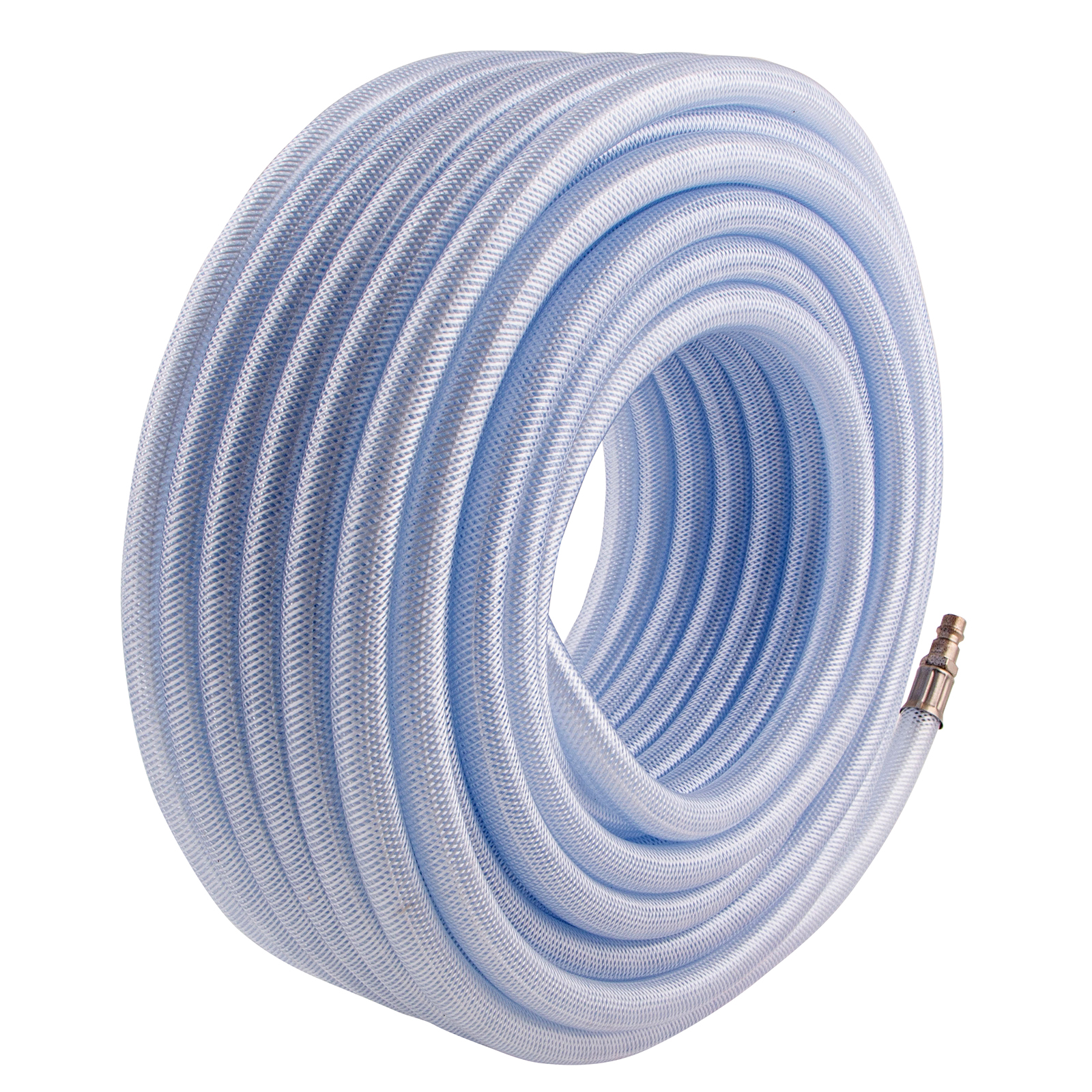 Шланг пневматический ПВХ, 10 x 16 мм, 18 бар, армированный, прозрачный, быстросъемное соединение, 30 м Stels (57027)