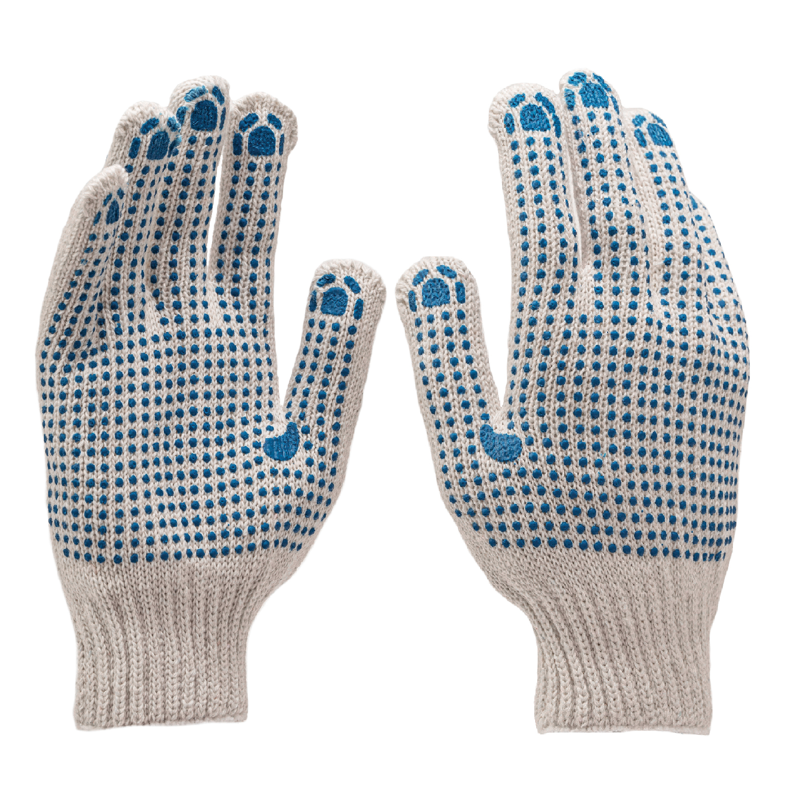 Перчатки трикотажные, с 2хПВХ точкой, 7 класс (67824)