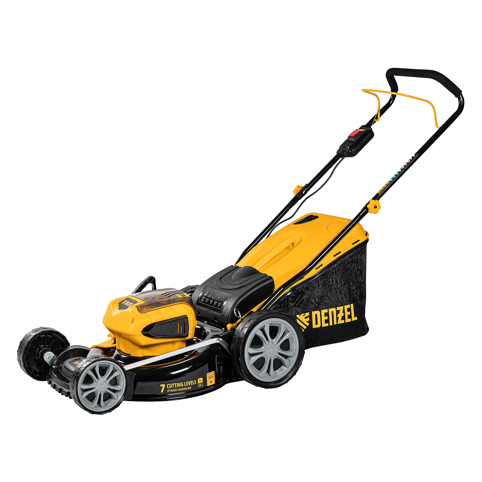 Газонокосилка аккумуляторная бесщеточная RLM450-36, Li-ion, 36 В, 4 Ач, 450 мм, травосборник 40 л Denzel (58910)