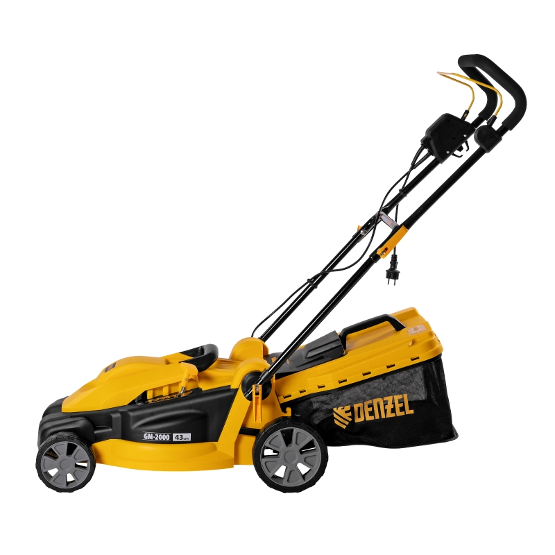 Газонокосилка электрическая GM-2000, 2000 Вт, ширина 43 см, 6 уровней, травосборник 45 л. Denzel (96618)
