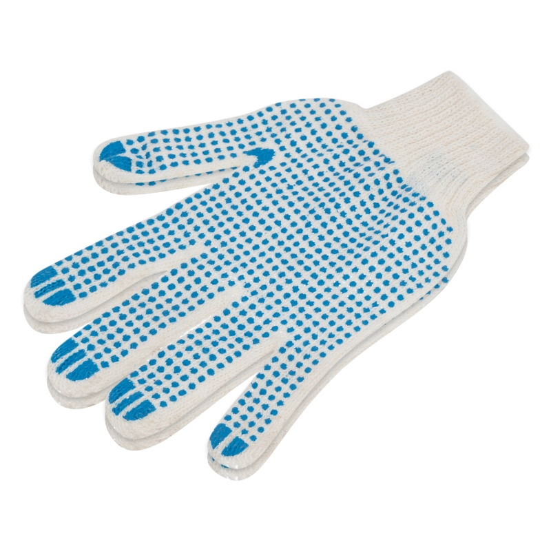 Перчатки трикотажные усиленные, с ПВХ точкой, 7 класс вязки (677745)