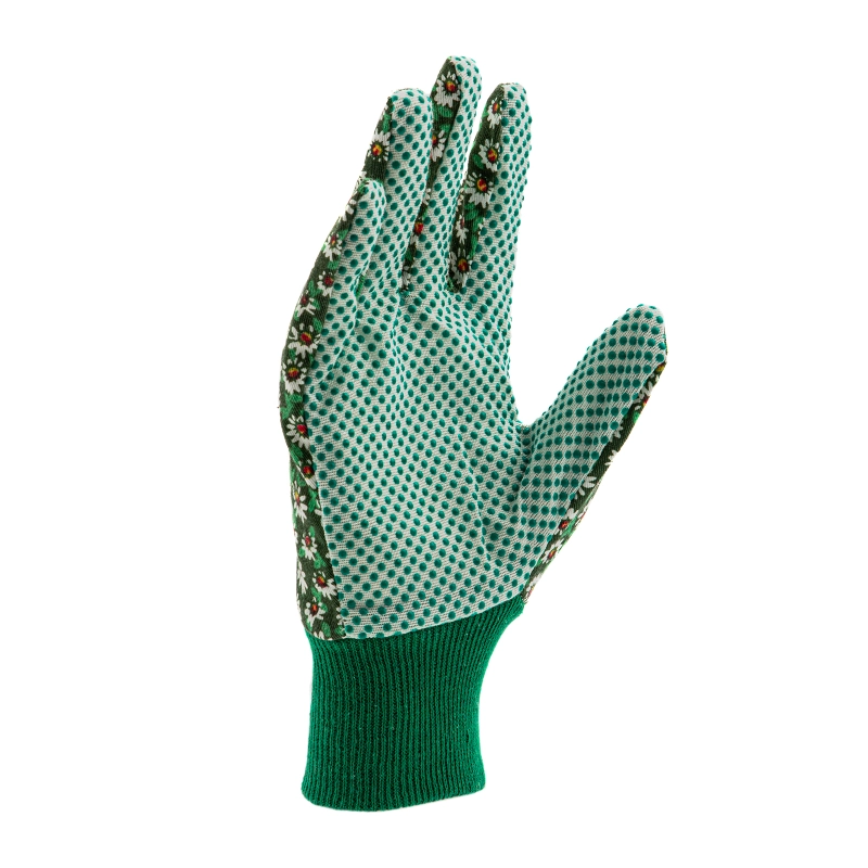 Перчатки садовые х/б ткань с ПВХ точкой, манжет, S Palisad (67761)