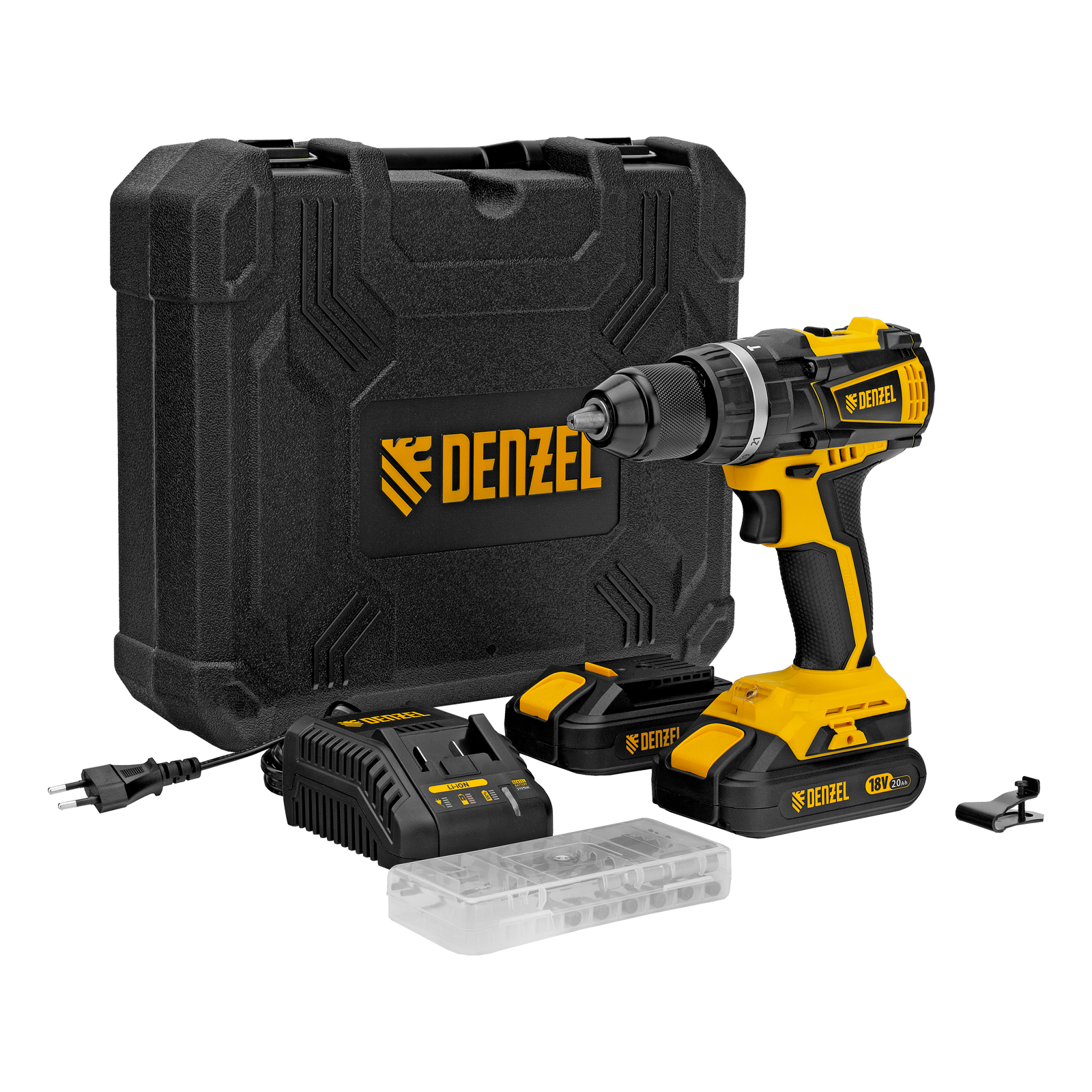 Дрель-шуруповерт аккумуляторная ударная бесщет CIDB-IB-18-02, Li-Ion, 18 В, 2 акк. Denzel (26130)