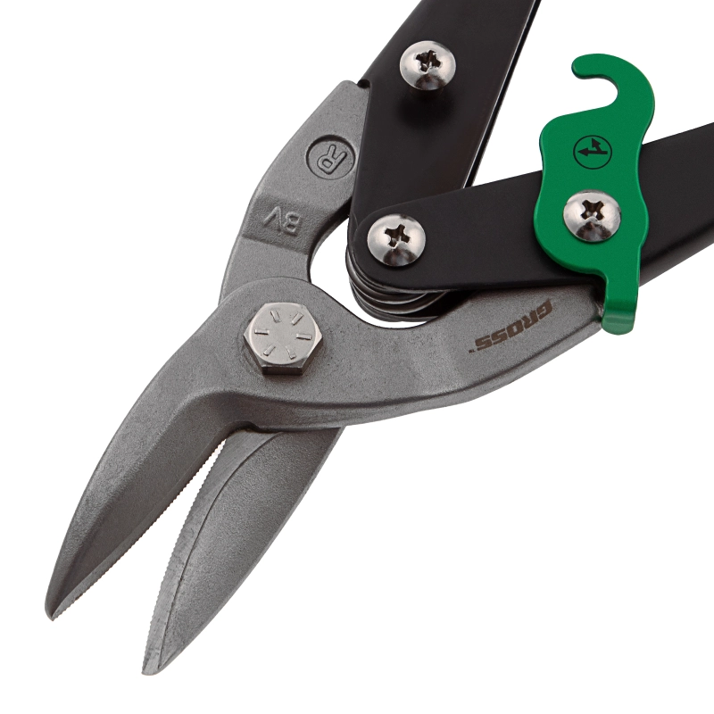 Ножницы по металлу "Piranha", 250 мм, прямой и правый рез, сталь СrMo, двухкомпонентные рукоятки Gross (78323)