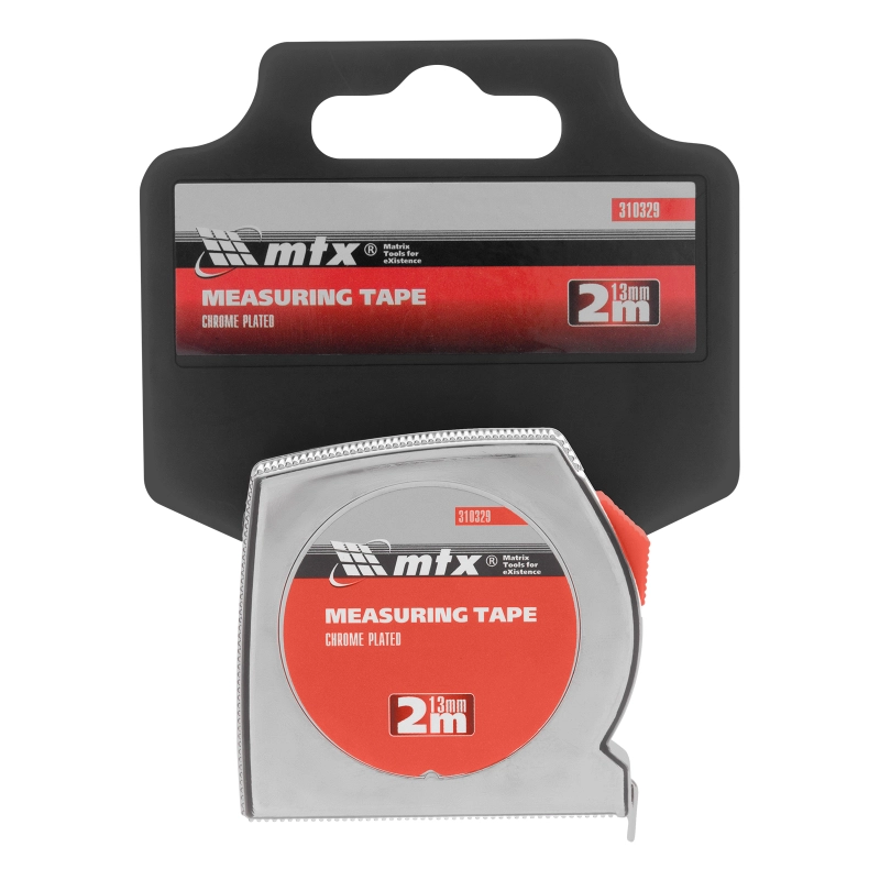 Рулетка Chrom, 2 м x 13 мм, хромированный корпус MTX (310329)