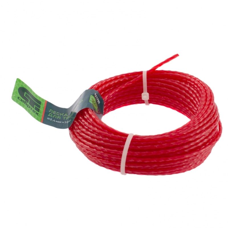 Леска для триммера квадратная витая, 2.4 мм х 10 м, Сибртех (961755)