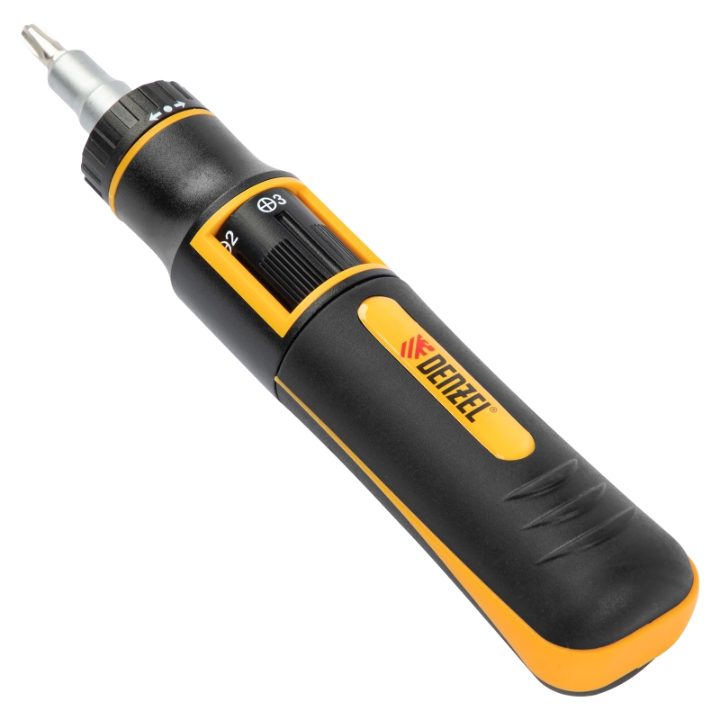 Отвертка реверсивная с револьверным механизмом, 11 шт, сталь S2  Denzel (7711601)