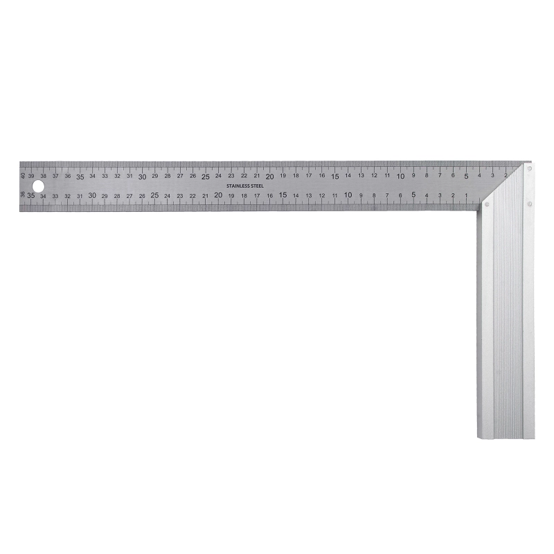 Угольник стальной 400 мм, нержавеющая сталь, градуировка, алюминиевое основание Denzel (32398)