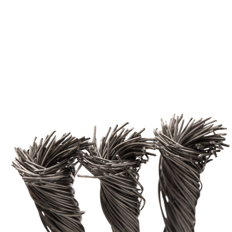 Щетка для УШМ, 200 мм, "Плоская", крученая нержавеющая проволока 0.5 мм, посадка 22.2 мм Denzel (746383)