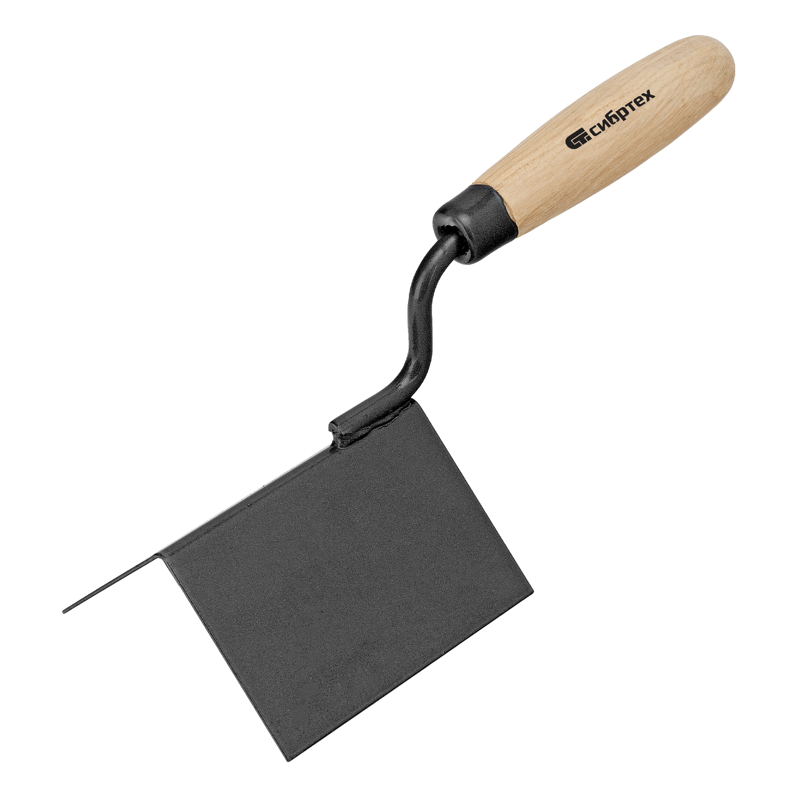 Кельма угловая, 110 х 75 х 75 мм, стальная, для внешних углов, буковая ручка Сибртех (86313)