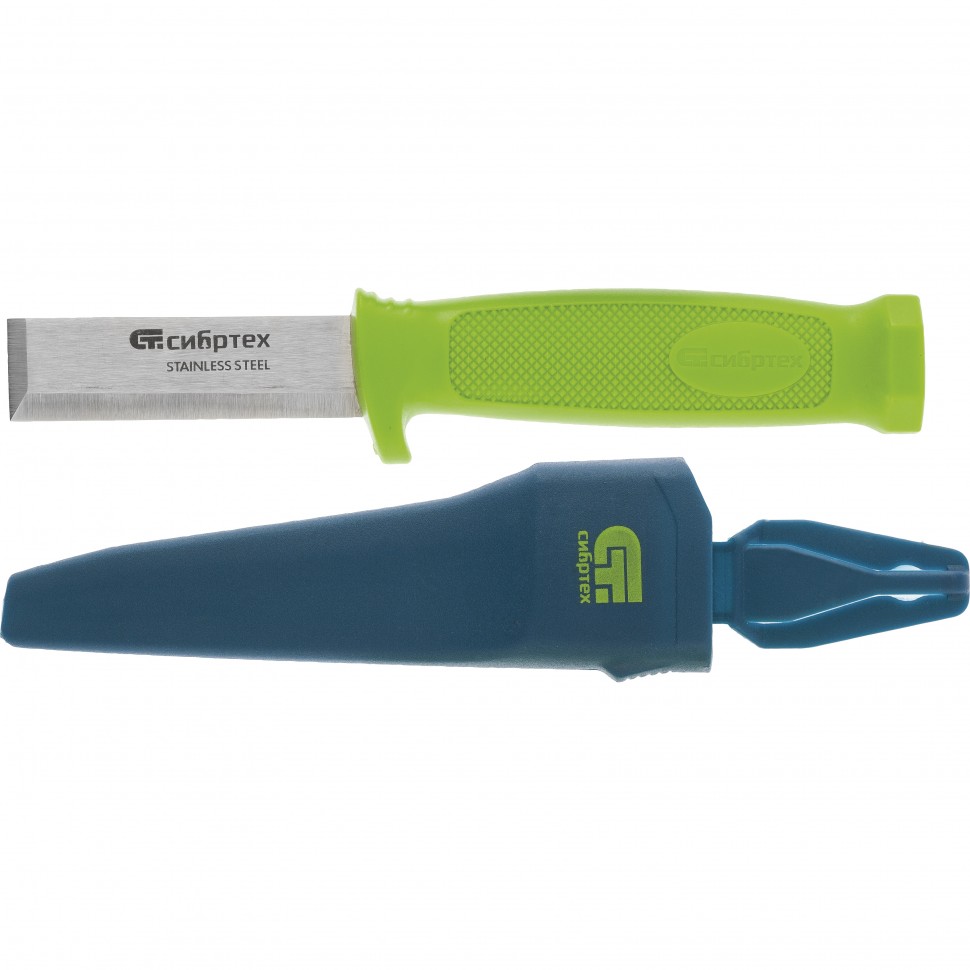 Нож-стамеска с чехлом, 195 мм, лезвие 75 мм Сибртех (79018)
