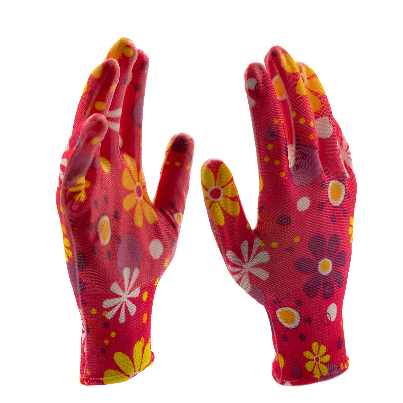 Перчатки садовые из полиэстера с нитрильным обливом, цветы, М Palisad (67857)