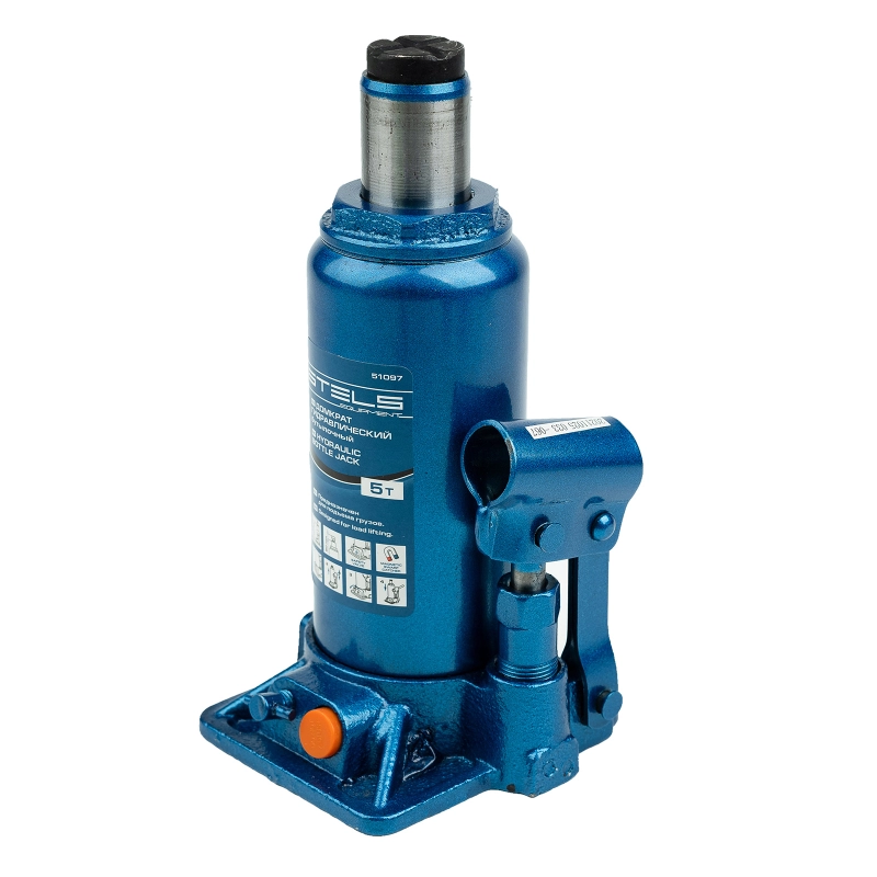 Домкрат гидравлический бутылочный, 5 т, H подъема 197-382 мм Stels (51097)