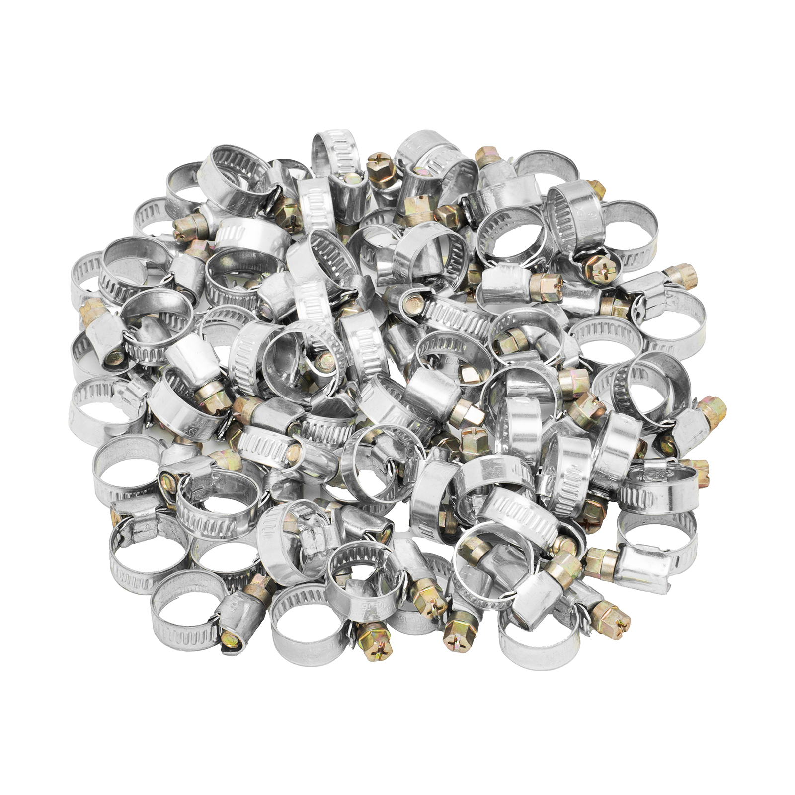 Хомуты металлические, Стандартное болтовое крепление 10-16 мм, 100 штук в упаковке, ширина 9 мм Сибртех (47556)