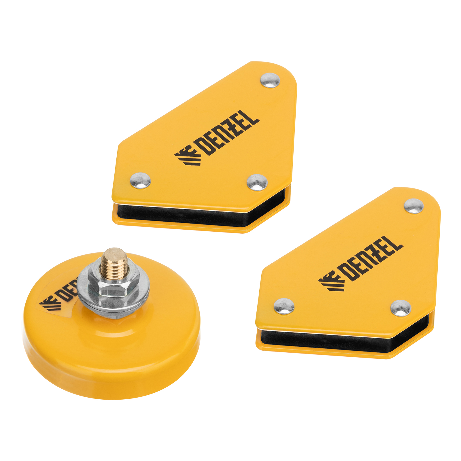 Набор из 2 магнитных сварочных фиксаторов и магнитной клеммы "масса" Denzel (97557)